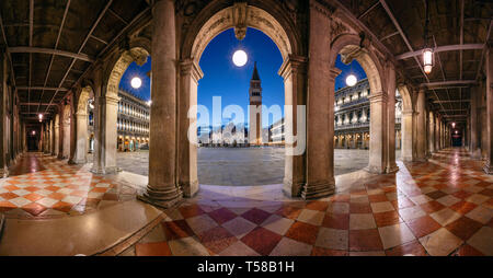 Venice, Italy. Panoramic cityscape image of St. Mark's square in Venice, Italy during sunrise. Stock Photo