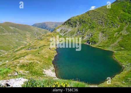Alpine lake landscape, summer view in Fagaras mountains Stock Photo