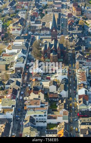 Aerial photograph, city view with main street, Apothekerstrasse and Sauerlander Dom, Neheim district, Arnsberg, Sauerland, North Rhine-Westphalia Stock Photo