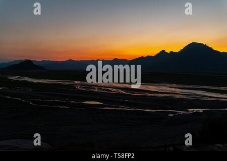 Beautiful sunset at Mt Pinatubo, Philippines Stock Photo