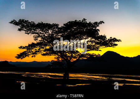 Beautiful sunset at Mt Pinatubo, Philippines Stock Photo