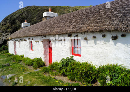 Manx Cottages at Niarbyl, Isle of Man Stock Photo