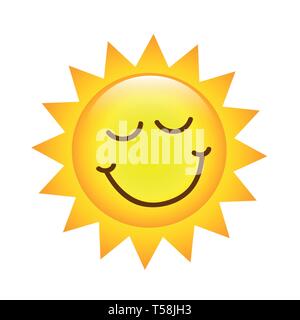cartoon sun with smiley emoticon vector illustration EPS10 Stock Vector