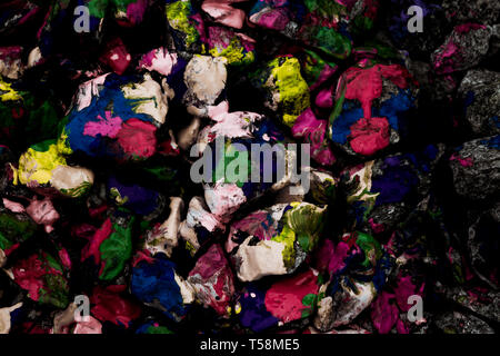 Creative background abstract many colored stones with paint Stock Photo