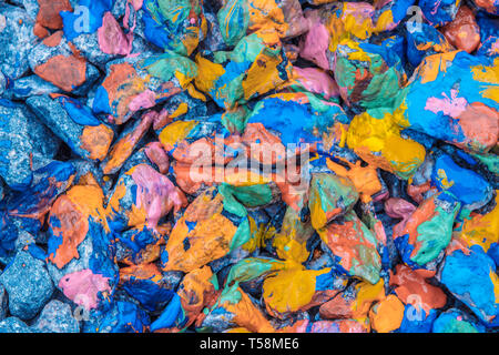Creative background abstract many colored stones with paint Stock Photo