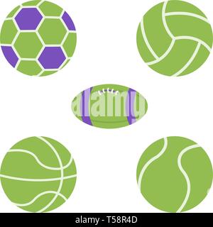 Balls vector flat icons, basketball, soccer ball, volleyball ball vector illustration Stock Vector