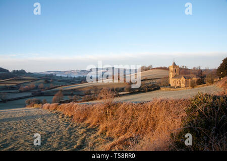 Crisp winter morning Church of St Mary's at Crosthwaite  the Lyth Valley between Kendal and Bowness On Windermere Lake District  Cumbria England Stock Photo