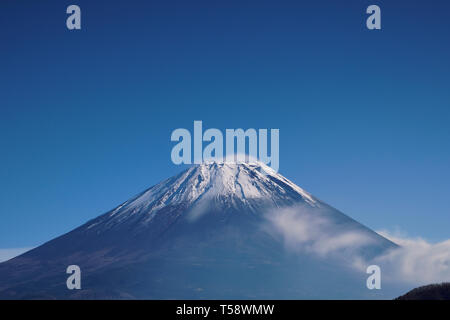 View of Mount Fuji with clouds, Yamanashi Prefecture, Japan Stock Photo