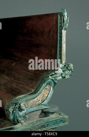 Italy Campania Pompeii -detail of bed Pompeii, House of Menander, tablinum Bed, Bronze, bronze, I secolo d.C. Stock Photo