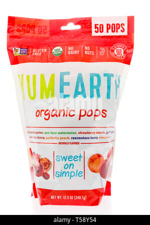 Winneconne, WI -  19 April 2019: A package of YumEarth organic pops on an isolated background Stock Photo