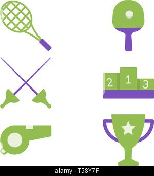 Tennis, fencing, table tennis, etc. vector flat icons, sports, achievements vector illustration Stock Vector
