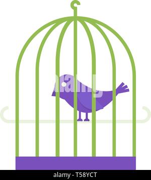 Bird in a cage vector flat icons, pet vector illustration Stock Vector