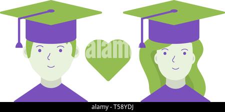 Graduation cap heart shape vector logo design. Stock Vector