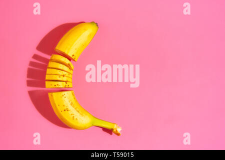 Banana On pink Background Stock Photo