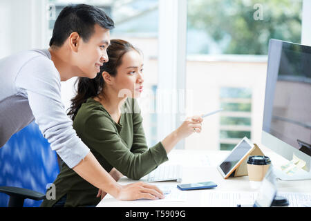 Discussing user experience design Stock Photo