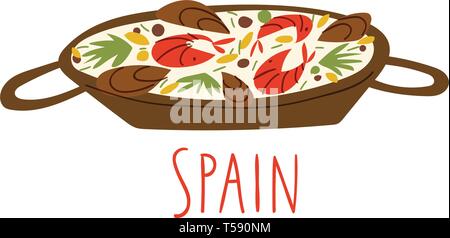 Vector symbol of tasty Spanish food paella Stock Vector