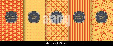Set of red vintage seamless backgrounds for luxury packaging design. Stock Vector