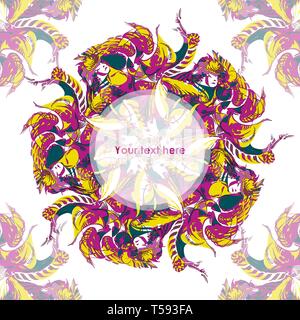 Decorative circular ornament-flower. Elements are artistic, dynamic, organic corners is used. Pattern for invitation, business cards, bags, cups, cove Stock Vector