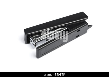 One black stapler isolated on white background Stock Photo