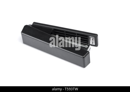 One black stapler isolated on white background Stock Photo