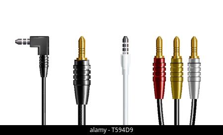 Realistic Audio Connector Headphone Plug Vector Stock Vector