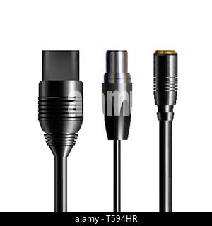 Realistic Plug Audio Video Equipment Set Vector Stock Vector