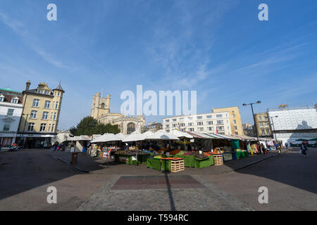 Market stalls on Market Hill Cambridge England 2019 Stock Photo