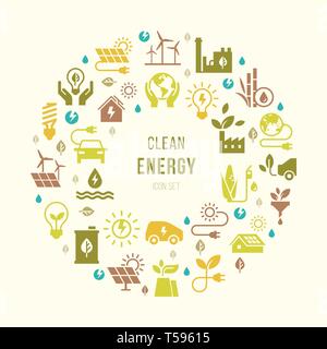 Vector round creative alternative energy sources sign. Stock Vector