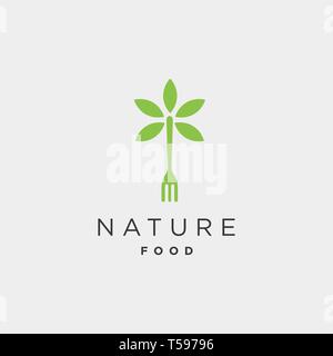 fork nature food equipment simple flat logo template design vector illustration - vector Stock Vector