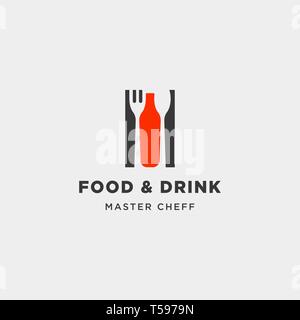 food and drink bottle simple flat logo design vector illustration icon element Stock Vector
