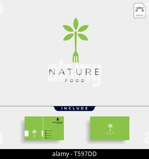 fork nature food equipment simple flat logo template design vector illustration - vector Stock Vector