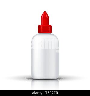 Realistic White Container Of Glue Or Liquid Vector Stock Vector