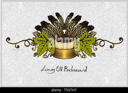 Bundle of spikes between hop pattern. Beer background Stock Vector