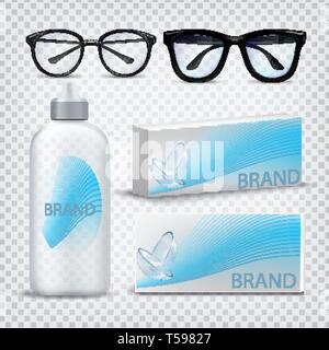 Optical Glasses And Contact Lenses Set Vector Stock Vector