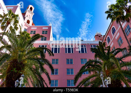 St. Pete Beach, Florida. January 25, 2019. Top view of The Don Cesar Hotel and palms trees. The Legendary Pink Palace of St. Pete Beach (1) Stock Photo