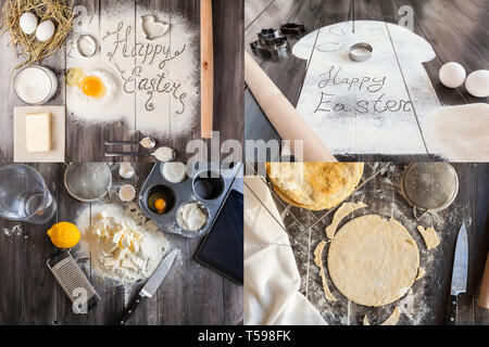 Ingredients for the dough and baking Stock Photo