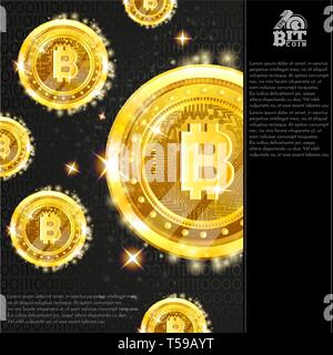 Vector binary code golden background. Big data and programming hacking ...