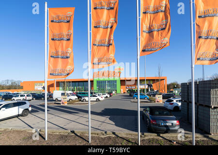 Globus Baumarkt in Kaltenkirchen, Germany. Globus is a German retail chain of hypermarkets, DIY stores and electronics stores. Stock Photo