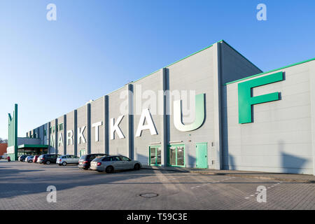 Marktkauf hypermarket in Elmshorn, Germany. The Marktkauf Holding GmbH is one of the largest German retail companies and part of the Edeka Group. Stock Photo