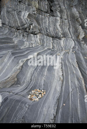Detail of rock formations at Port Erin on the southwest coast of The Isle of Man, UK Stock Photo