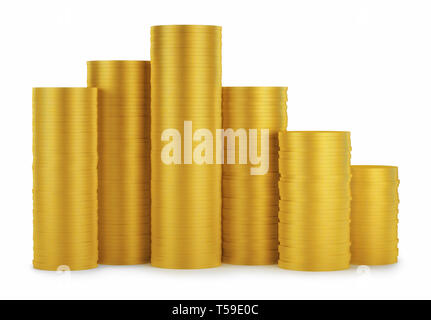 A stack of golden coins isolated on white background Stock Photo - Alamy