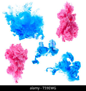 Small abstract ink clouds in water isolated on white Stock Photo