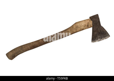 Big old axe close-up isolated on white Stock Photo