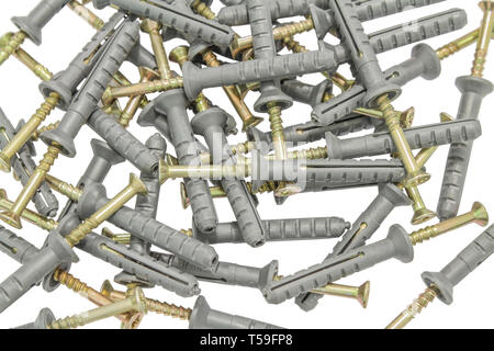 Construction loose dowels isolated on white background Stock Photo