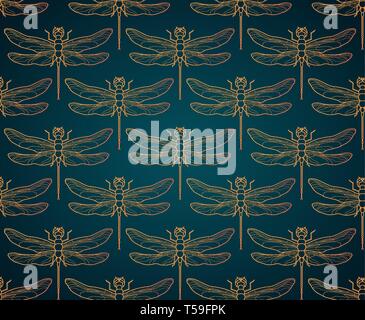 Dragonfly pattern seamless vector illustration. Insect pattern ...
