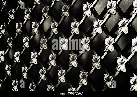 detail old beautiful metall fence. photo. abstract background. black. Stock Photo