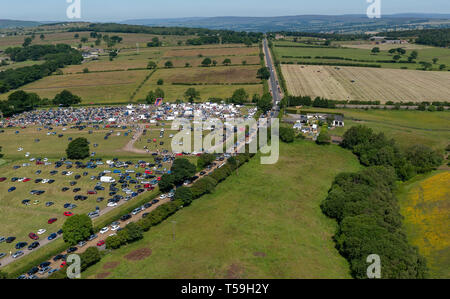 Car boot sale near Leeds Bradford airport (taken from helicopter) Stock Photo