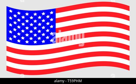 Vector waving american flag icon Stock Vector