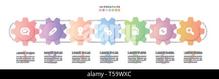 Vector infographic design UI template colorful gradient labels and icons. Ideal for business concept presentation banner workflow layout and process d Stock Vector