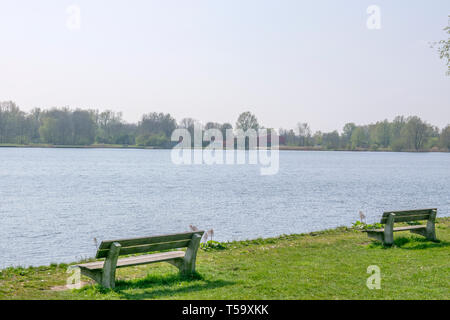 Benches At The Gaasperplas Lake At Amsterdam The Netherlands 2019 Stock Photo